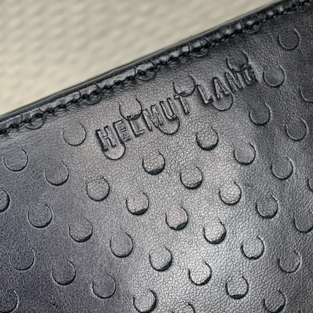 Helmut Lang Black Perforated Leather Clutch w/ Snaps for Strap (strap not inch) - Picture 2 of 16